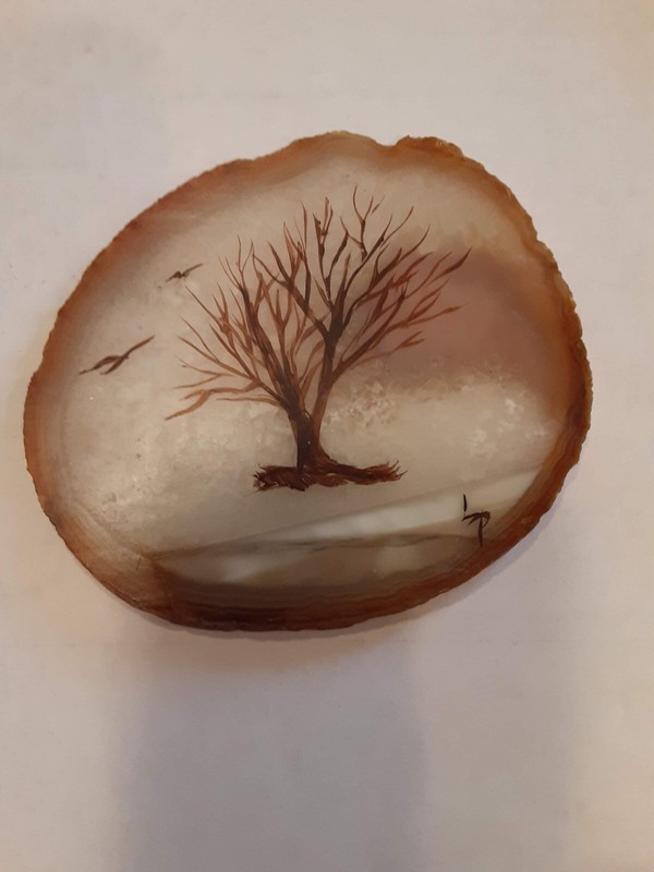 Geode Hand painted and signed 4″ x 4.5″ x .25″