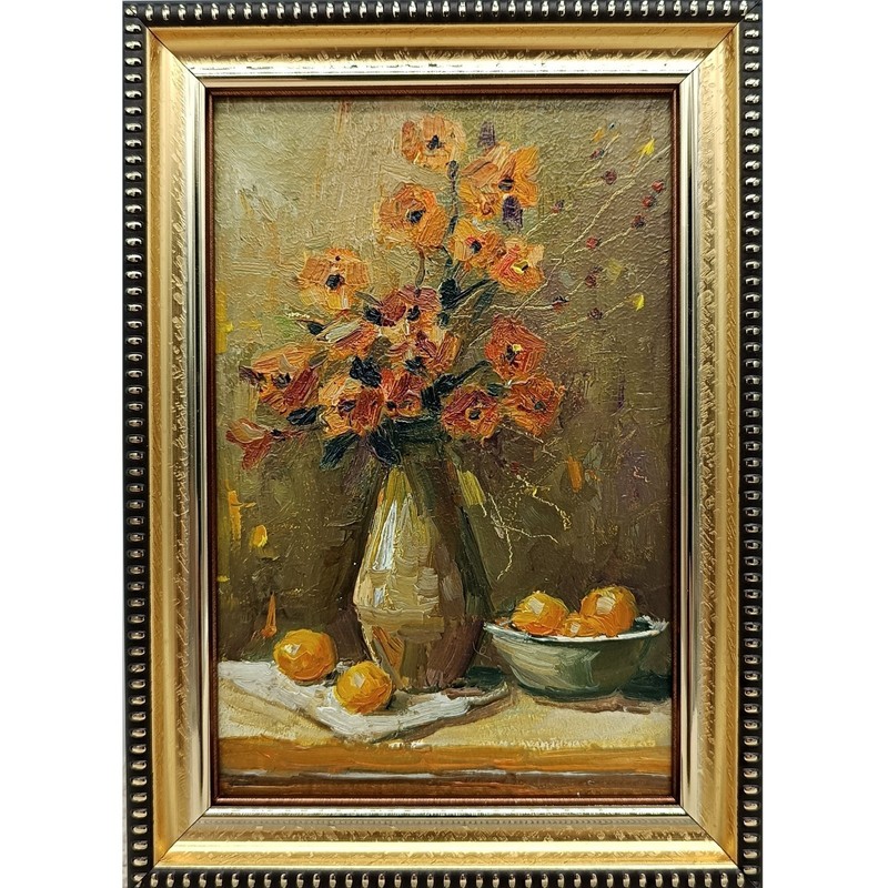 Poppy Flowers Original Oil Painting 4×6 Framed Signed Floral Still Life Art Gift