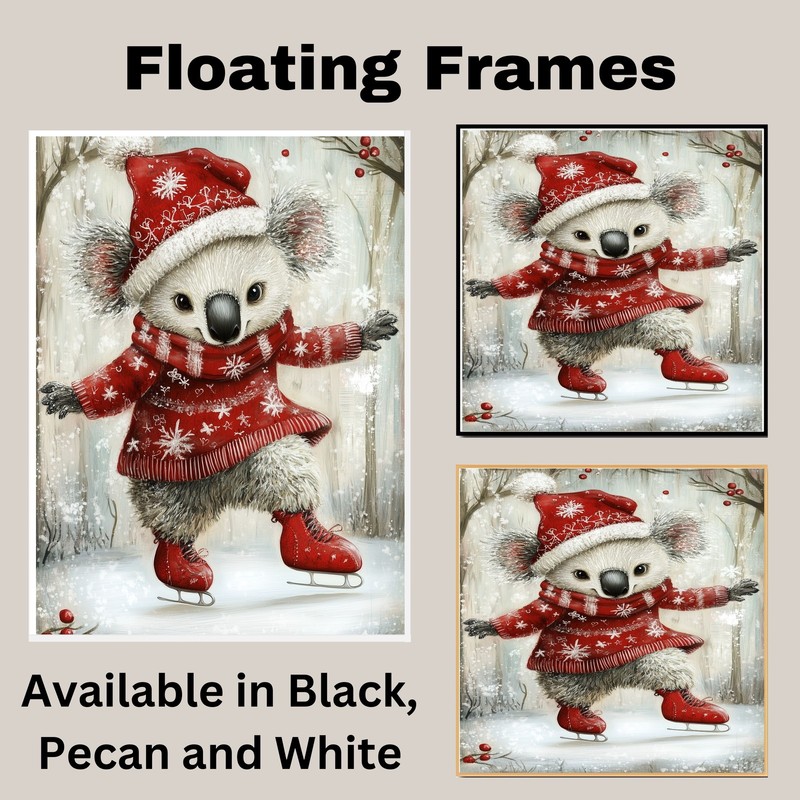 Christmas Koala Bear Ice Skating Decor Flat Rolled, Framed Or Wrapped Canvas gallery