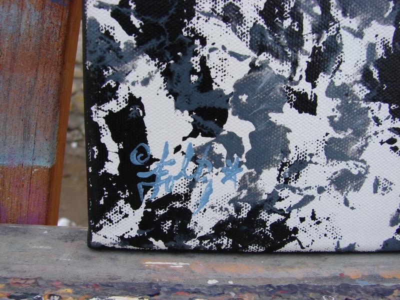 Modernist ABSTRACT PAINTING Expressionist MODERN ART B & W PRECEPTION FOLTZ $ gallery