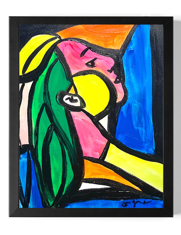 Guajardo Art: Glass Woman 14X11 Expressionism Original Canvas Home Decor