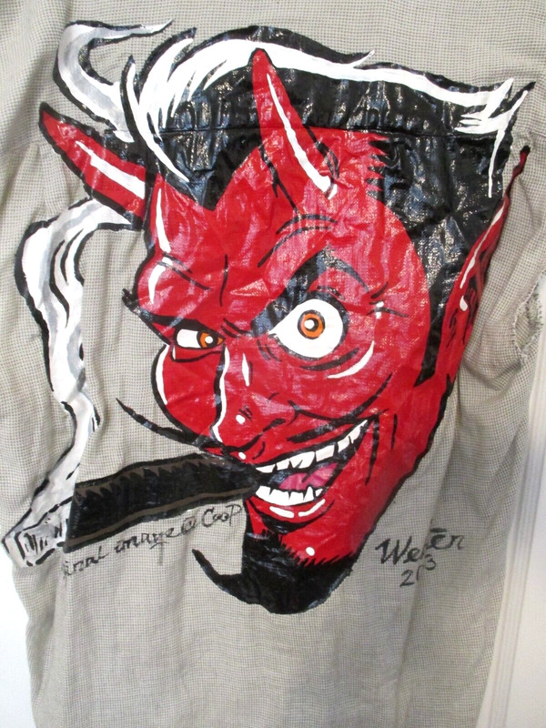 2003 COOP TRIBUTE SHIRT BY ARTIST WEBSTER SATAN DEVIL WITH CIGAR POP ART GRAPHIC gallery