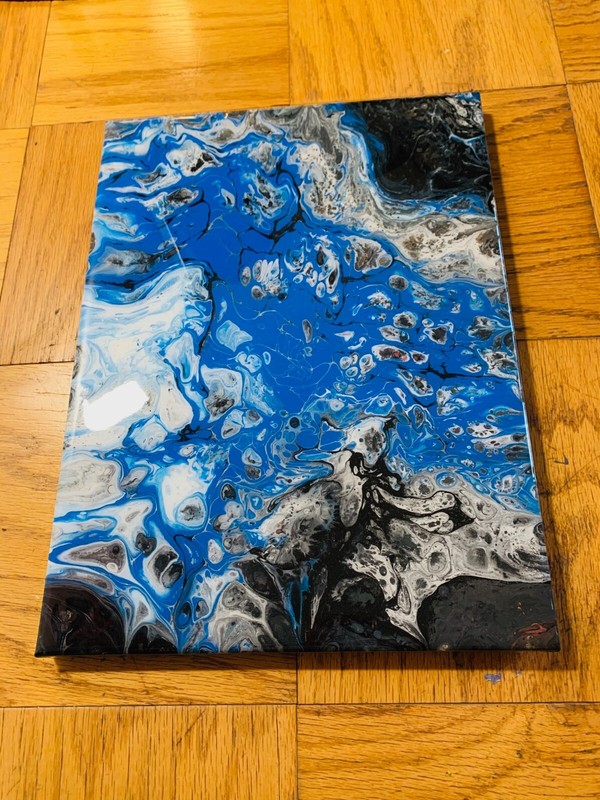 Abstract Blue Painting - Epoxy Finish - 11 x 14 Inches - Original gallery