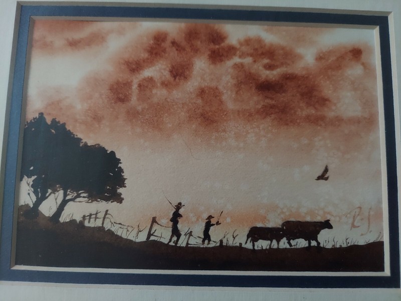 Original, Watercolor Signed `R.J.` Artwork, Matted, Framed,Under Non-Glare Glass gallery