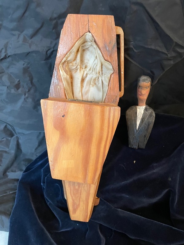 FOLK ART Wood Coffin Ed Cooper outsider artist sculpture