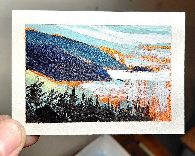 ACEO Signed Original Acrylic Painting ‘Cabot Trail in Acrylic No.2 ‘ Nova Scotia