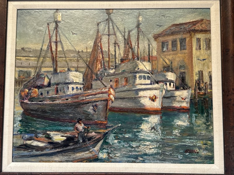Antique Impressionist Painting Landscape George Hamilton Coastal Nautical Wpa gallery