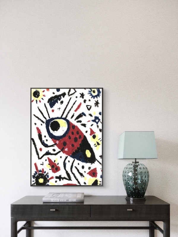 Modern Primitive Abstract Bug Creature Colorful Original 11 by 14 Canvas gallery