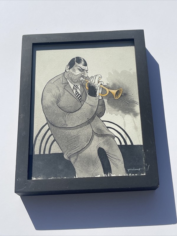 VINTAGE PAINTING ILLUSTRATION MUSICIAN KEN GARDUNO LISTED AMERICAN MODERNISM