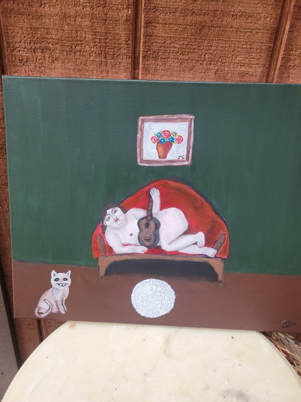 Fernando Botero Style Acrylic On Canvas 16×20 Painting Fat Girl By Janet Smith