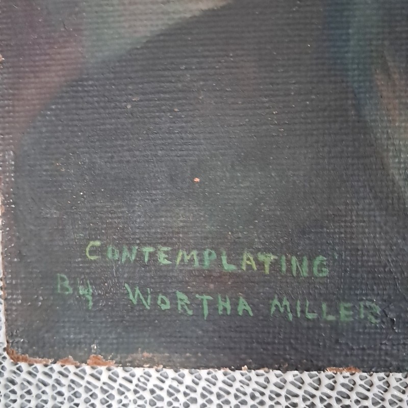 Vtg Painting Portrait Black African American Man On Board Signed Wortha Miller gallery