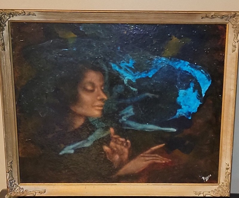 ORIGINAL RUSSON OIL ON CANVAS PAINTING SIGNED 27X33" IN A GOLD GILTED FRAME gallery