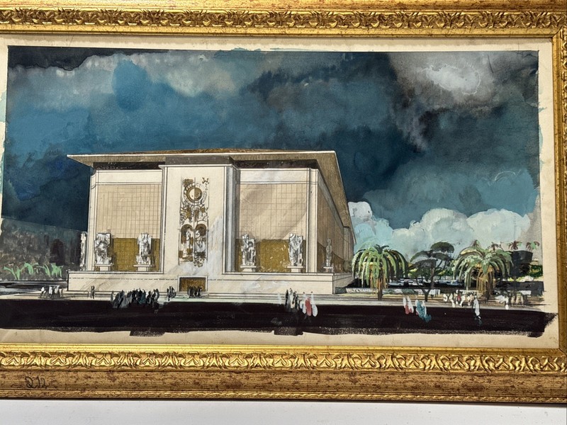 Millard Sheets Painting Architecture Architectural Mid Century Masonic Temple gallery