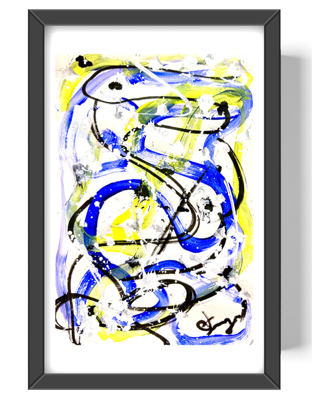 Guajardo Art: Lemon and Berry Mist 9X6 Paper Vibrant Colorful Abstract