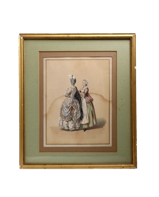 Antique Paris Fashions Hand Colored Lithograph Published 30 June 1845 Unsigned