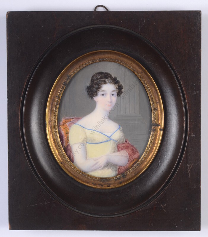 «Lady in Empire dress», fine French miniature, ca. 1815