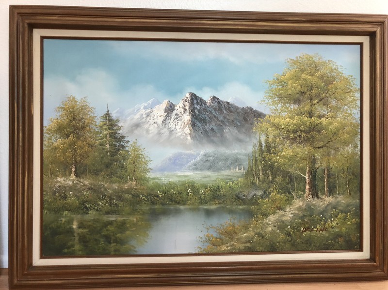 Listed Artist Richard Delino Original Oil Painting Landscape, Mountains ,Lake