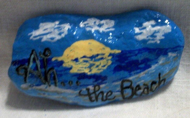 ENCOURAGEMENT HAND PAINTED AH THE BEACH RIVER ROCKS ROCK STONE