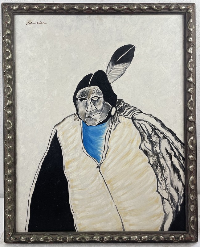Fritz Scholder (Handmade) Oil on canvas painting signed & Framed