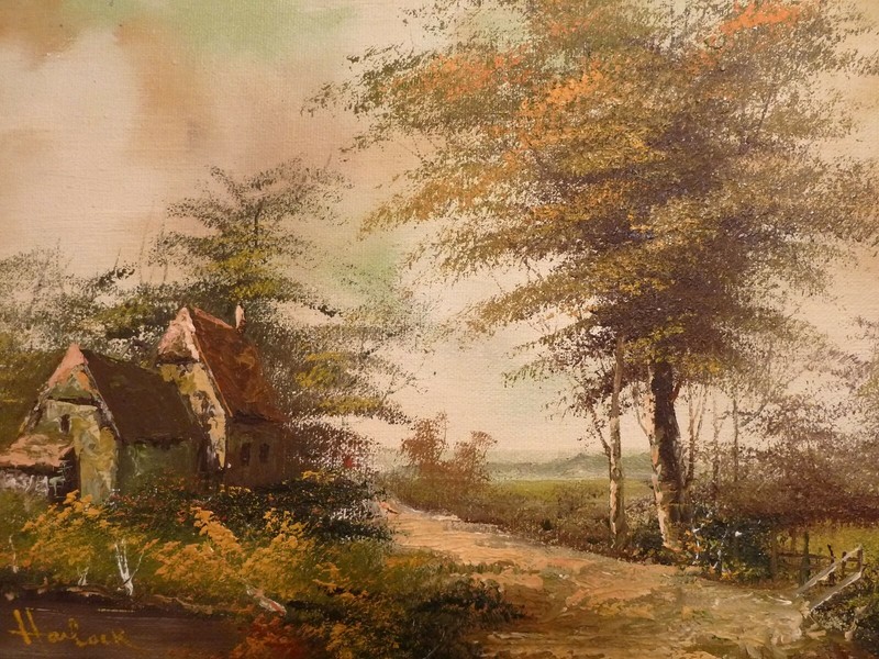 Elegant Signed by Artist Oil Panting on Canvas Wood Frame 14" x 12" Vintage 649 gallery
