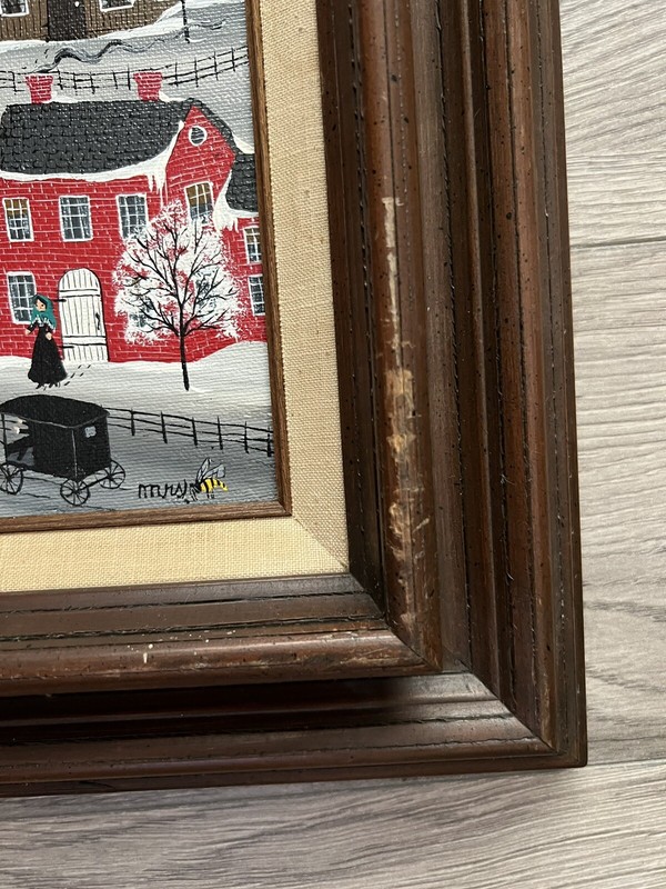 Original Ann Rugh Baker Mrs Bee Oil Painting Amish Winter 16 1/2 X 14 1/2 gallery