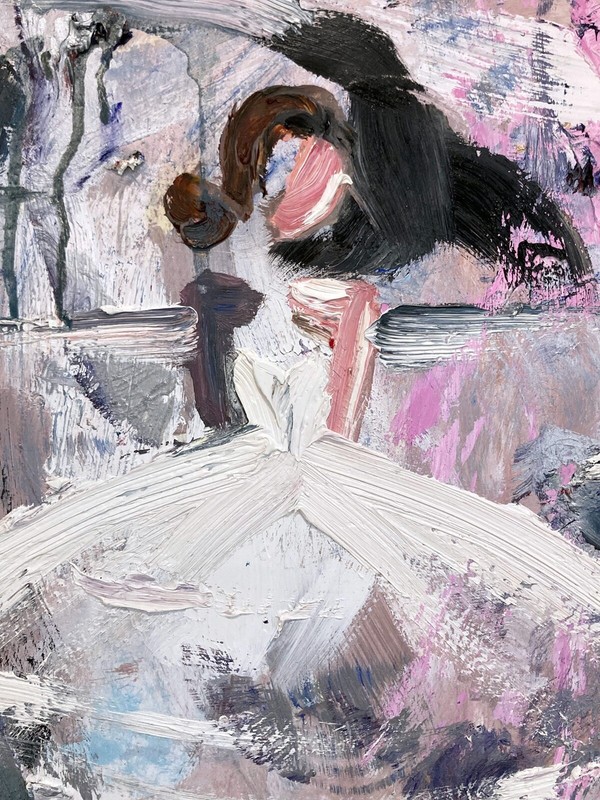 "Paris in Oscar de La Rena" Abstract French Haute Couture Oil Painting on Paper gallery
