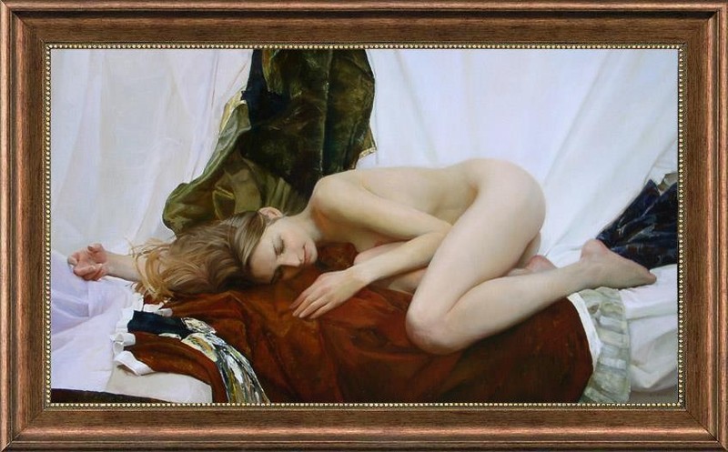 Original Reclining Nude Woman Female Figures Oil Painting Portrait Art Decor