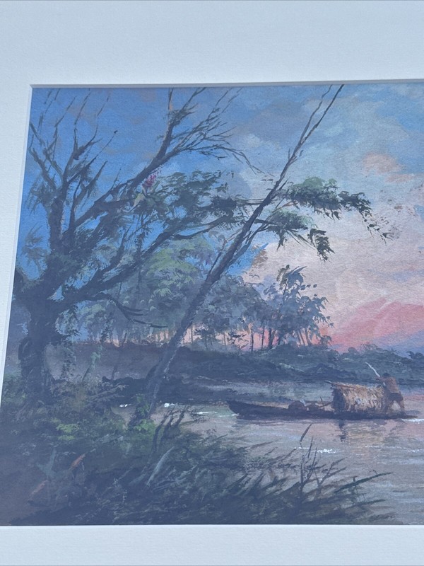 REINALDO MANZKE DRAWING ANTIQUE SUNSET BRAZIL LISTED BEACH LANDSCAPE COASTAL gallery