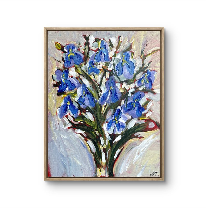 Original Art Signed 11×14 Expressionism Iris Painting Flowers