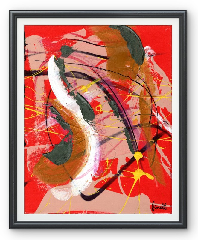 Bold Color Modern Abstract 11×14 Finelli Original Art Expressionism COA G17N