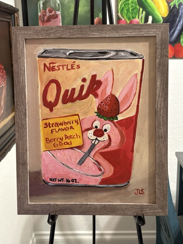 Strawberry Quik Art, Nostalgic Retro Food Painting Framed 11x14 gallery