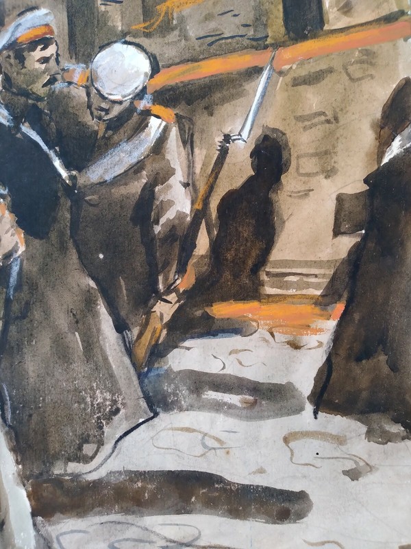 Watercolor Painting Battle Litvinov O Original Unframe Wall Hanging n1211AAA gallery