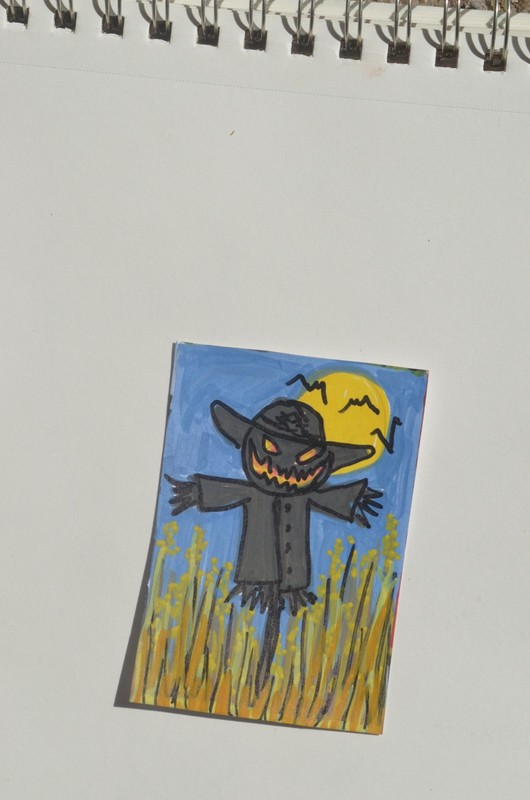 ACEO Originals Horror Halloween Scarecrow Original Art Paintings not print
