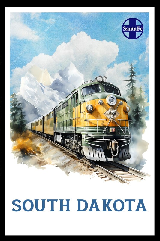 South Dakota By Santa Fe Retro Travel Poster, Canvas Or Framed 1930s Vintage gallery