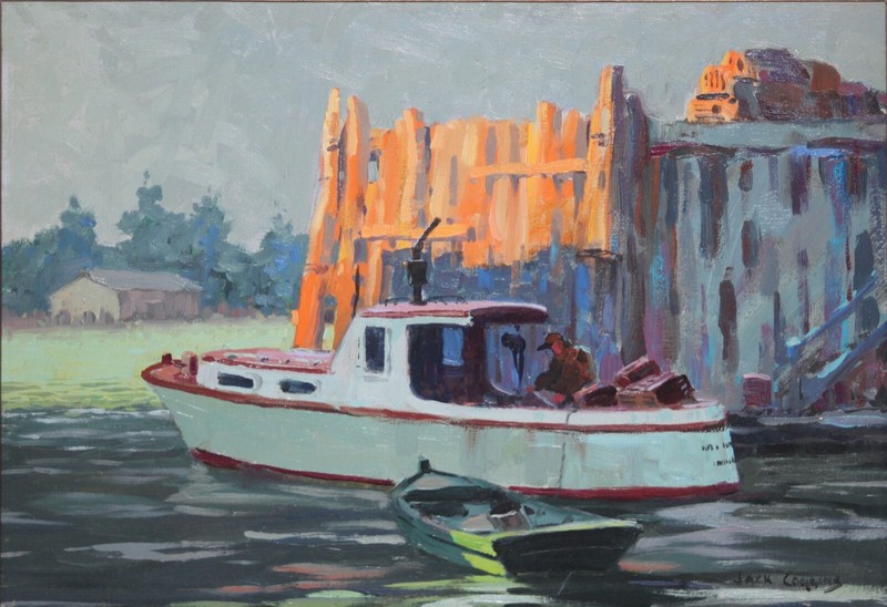 JACK COGGINS-NY/PA Realist-Original Signed Oil-New England Coastal & Boat Harbor