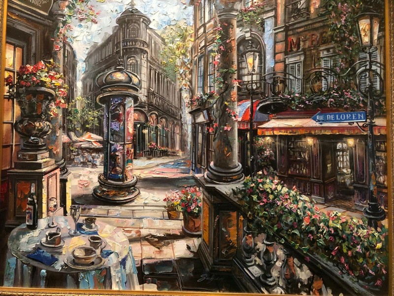 VADIK SULJAKOV ORIGINAL OIL ON CANVAS 2002 "RUE DE LUZEN 27x33" BEAUTIFUL WORK! gallery