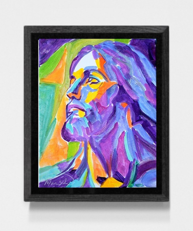 Original Expressionism Abstract Pop Art Jesus 11x14 Acrylic Canvas Painting