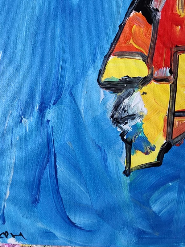 Aleph Original Cubist Face 14x11 Abstract Expressionist Decor Painting Canvas gallery