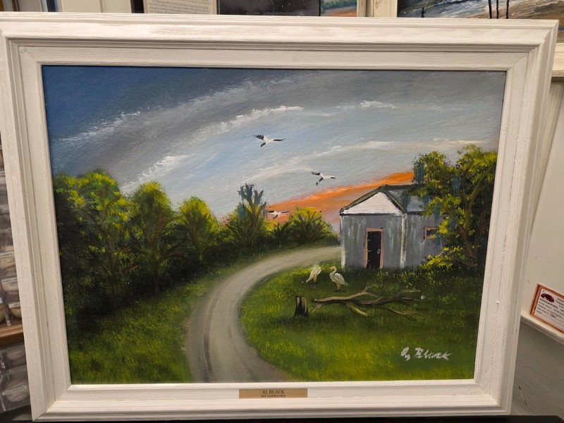 AL BLACK (D) HOF HIGHWAYMEN SIGNED PANEL PAINTING COA 