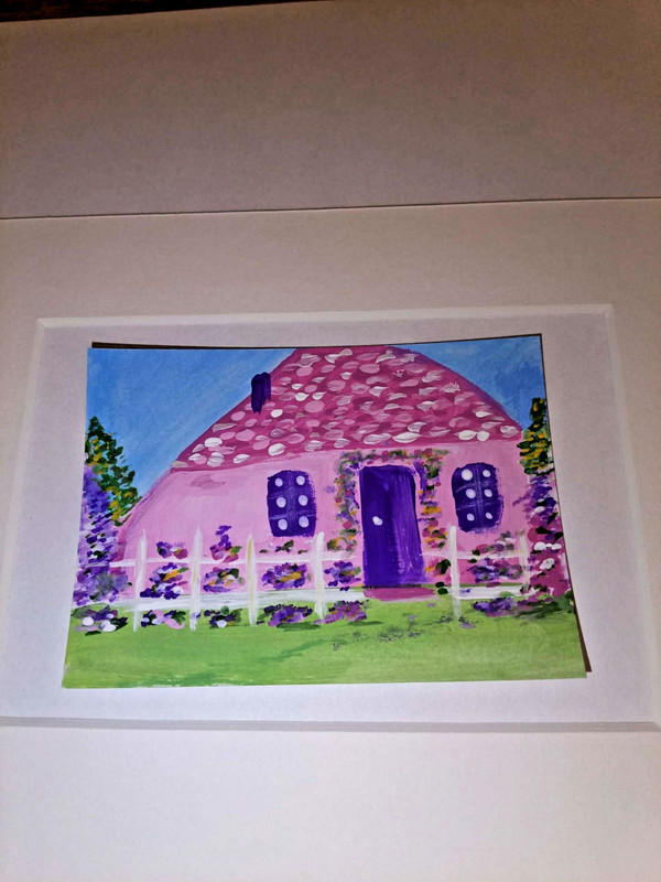 ACEO Original Floral Landscape Painting Pink Cottage Garden, by Jayne gallery