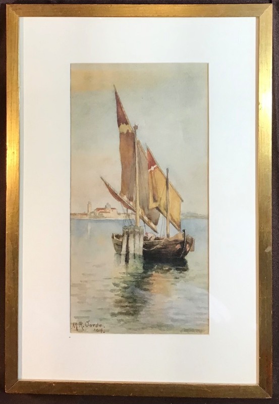 Watercolor,OOAK,Signed,Original,Sailboat ,Unknown artist