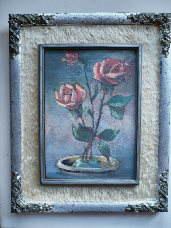 THELMA HANSEN LISTED CA CALIFORNIA MODERN MODERNIST ROSE ROSES IMPRESSIONISM OIL