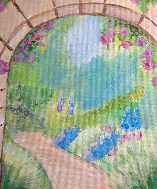 Original Secret Garden 9x12 Acrylic Panel Painting Home Decor gallery