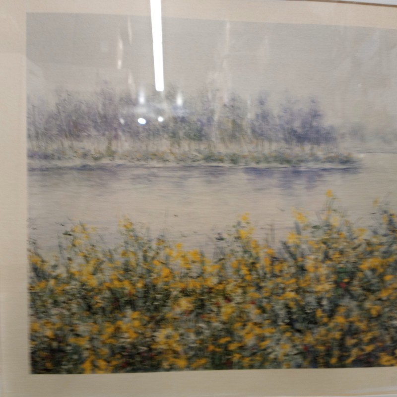 Beautiful Spring Summer Water Scene Framed Artwork Signed By Artist 19 X 23 gallery
