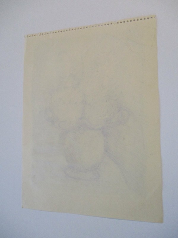 STANDISH COLECTION DRAWING STILL LIFE FLORAL FLOWERS EXPRESSIONISM MID CENTURY gallery