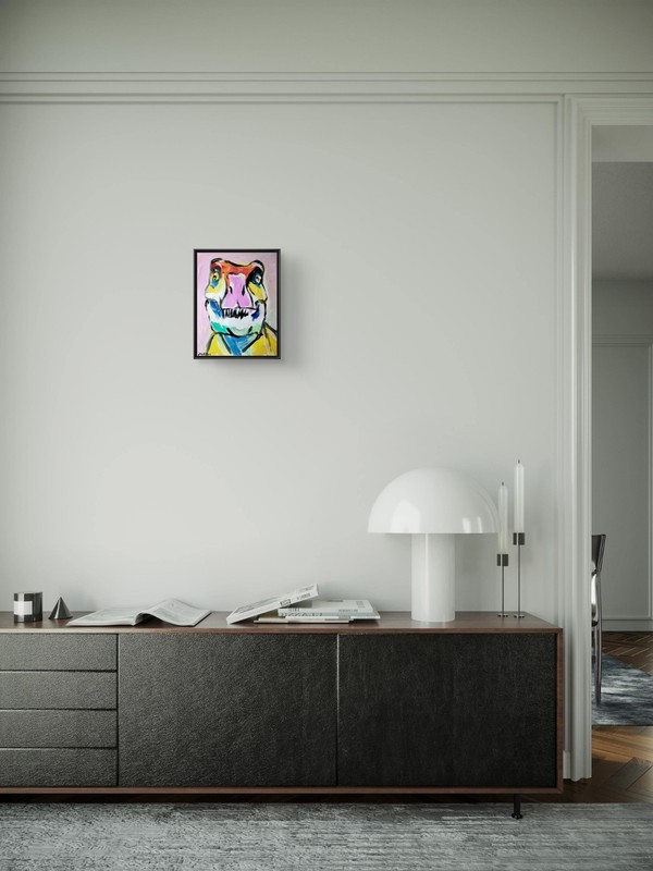 Abstract Expressionism Original Painting T Rex 14x11 Fine Art Canvas Decor gallery