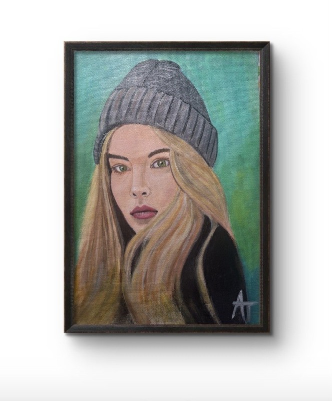 Original Hand Painted 9x12 Contemporary Portrait Acrylic Paper Art gallery