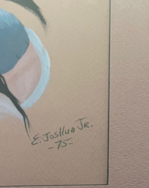 Pair Indian Watercolor Paintings Joshua jr You You Know Know Framed Sioux gallery