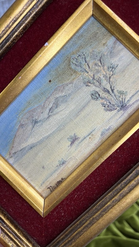 ORIGINAL OIL PAINTING CACTUS DESERT LANDSCAPE MINI ART 8”x6” BY NORMA 🌵 gallery