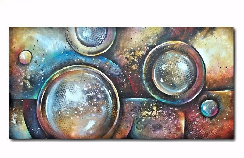 geometric shapes painting original modern art decorative Mix Lang cert. unique